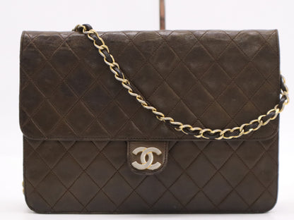 CHANEL Lambskin Matelasse 25 S Flap S Chain GD Hardware Black Shoulder Bag