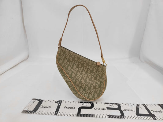 Dior Canvas Trotter Saddle Pouch One-Shoulder Green Shoulder Bag