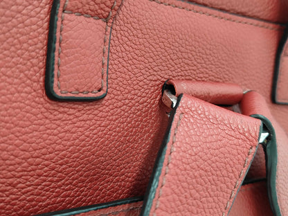 PRADA VZ063T Leather Triangle Logo Backpack in Red with Silver Hardware and Guarantee Card