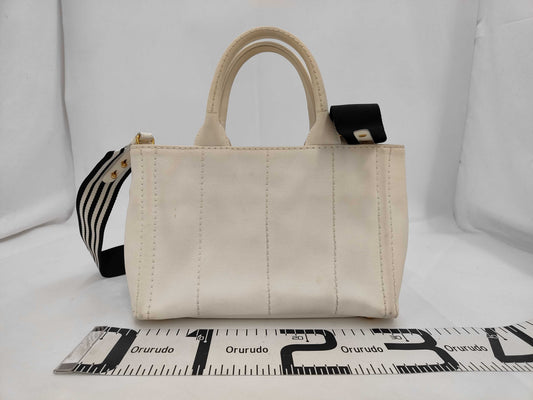 PRADA 1BG439 Canvas Mini Canapa Tote, 2-Way, with Shoulder Strap, Dust Bag x 2, and Guarantee Card