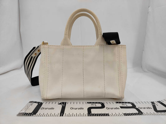 PRADA 1BG439 Canvas Mini Canapa Tote, 2-Way, with Shoulder Strap, Dust Bag x 2, and Guarantee Card