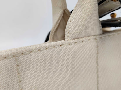 PRADA 1BG439 Canvas Mini Canapa Tote, 2-Way, with Shoulder Strap, Dust Bag x 2, and Guarantee Card