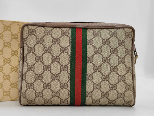 GUCCI 89.01.012 GG Supreme Sherry Line Old Gucci Pouch with Box