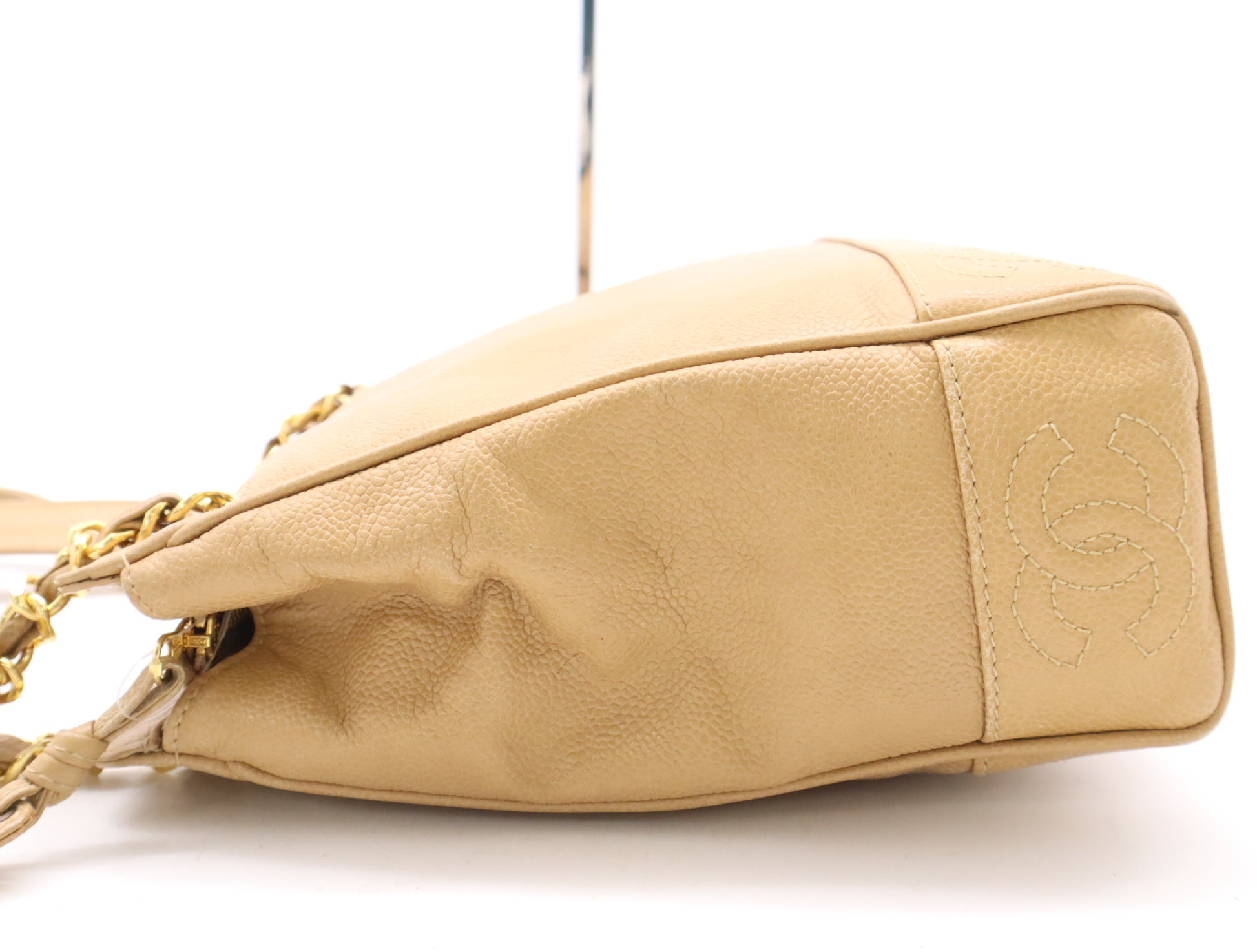 CHANEL Triple Coco Chain Shoulder Tote Bag, Beige, 4095849