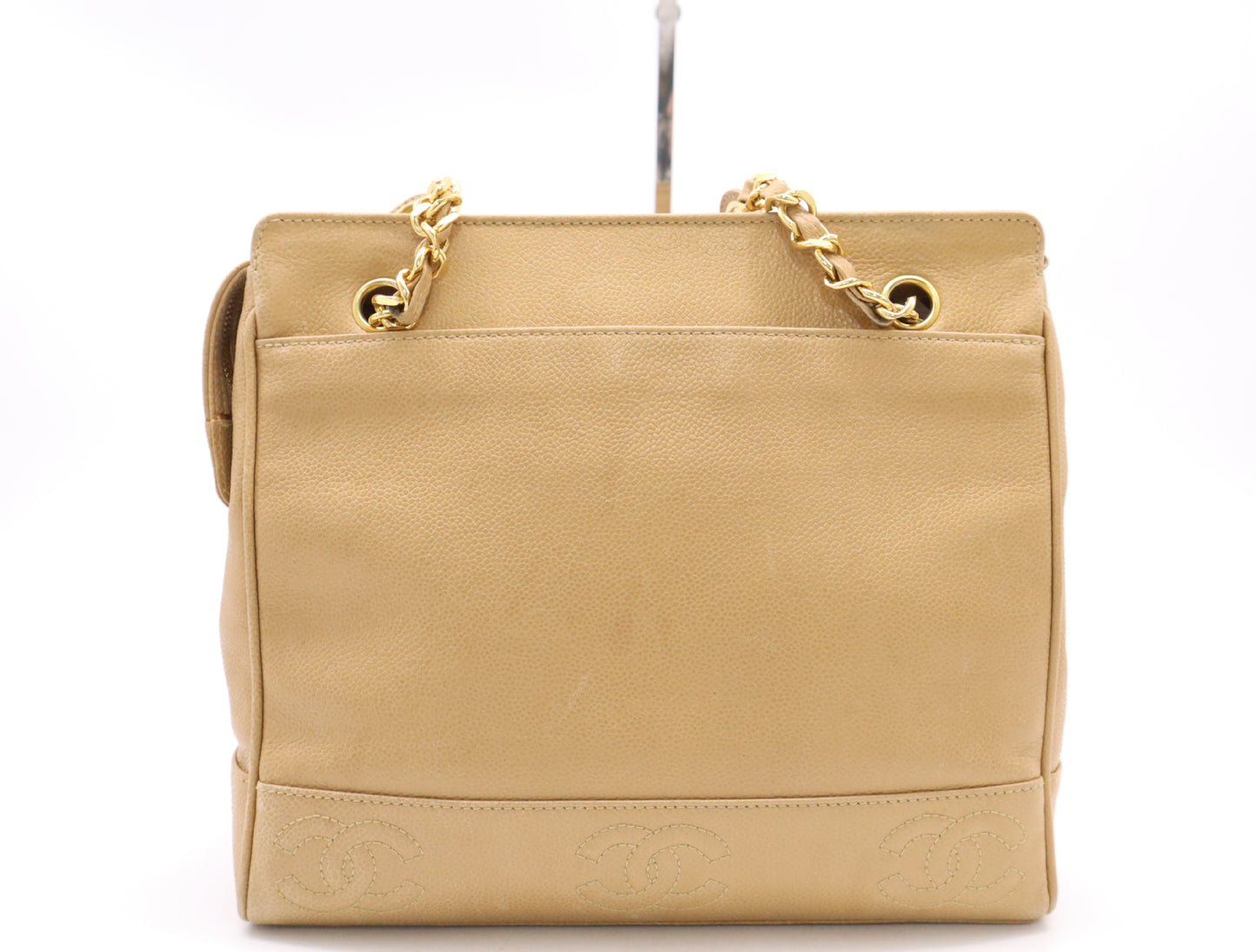 CHANEL Triple Coco Chain Shoulder Tote Bag, Beige, 4095849