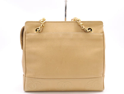 CHANEL Triple Coco Chain Shoulder Tote Bag, Beige, 4095849