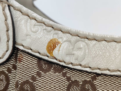 GUCCI 211944 Canvas GG Canvas Sukey Handbag Beige White Handbag