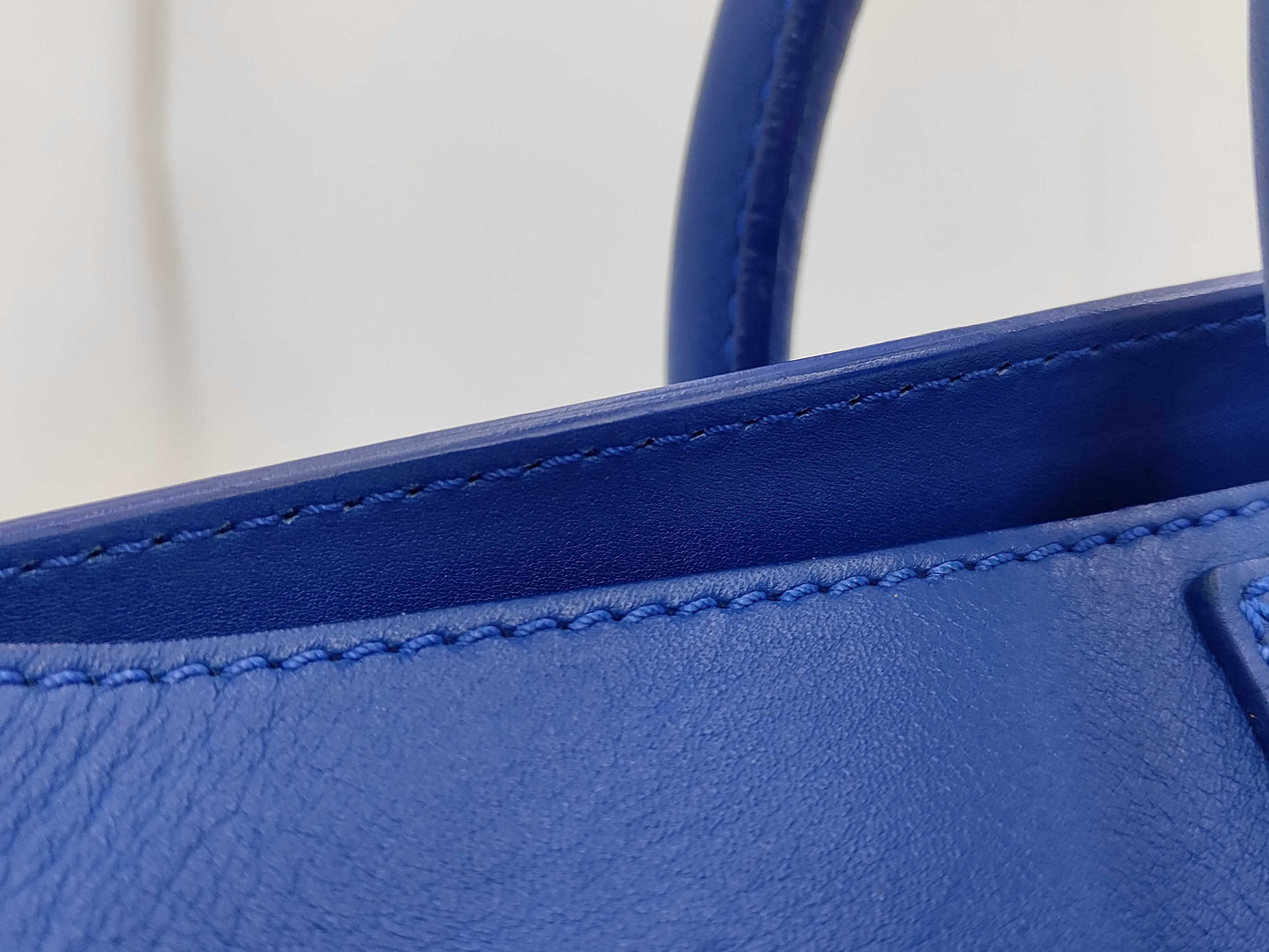 CELINE Calfskin Luggage Micro Shopper Blue GD Hardware Tote Bag