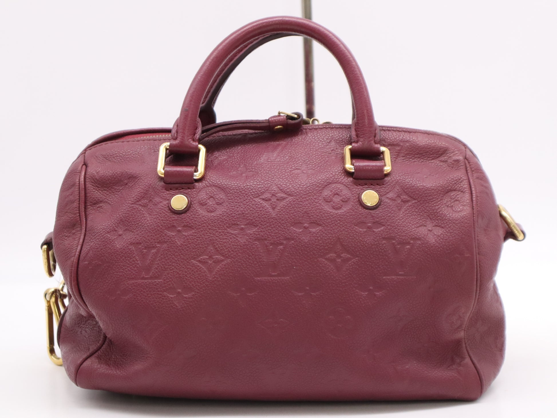 LOUIS VUITTON M40827 Monogram Empreinte Speedy Bandouliere 25 Jaipur Handbag with Shoulder Strap, Padlock, Two Keys, Dust Bag, and Cloche