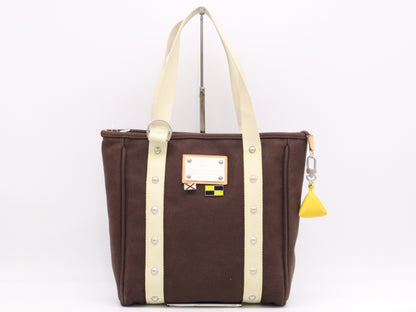 LOUIS VUITTON M80663 Antigua Caba MM Brown Tote Bag with 2 Charms and Pin Badges