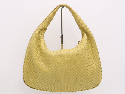 BOTTEGA VENETA 115653 Leather Intrecciato Semi-Shoulder Bag Yellow Handbag