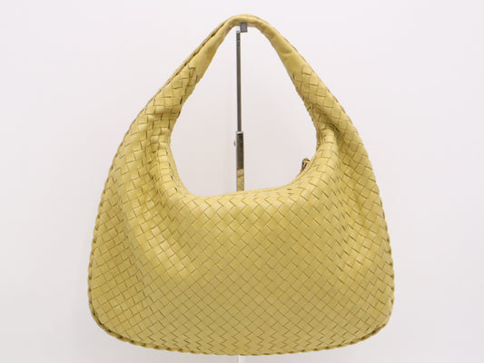BOTTEGA VENETA 115653 Leather Intrecciato Semi-Shoulder Bag Yellow Handbag
