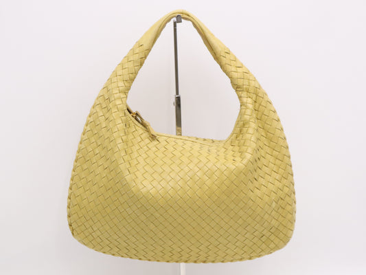 BOTTEGA VENETA 115653 Leather Intrecciato Semi-Shoulder Bag Yellow Handbag