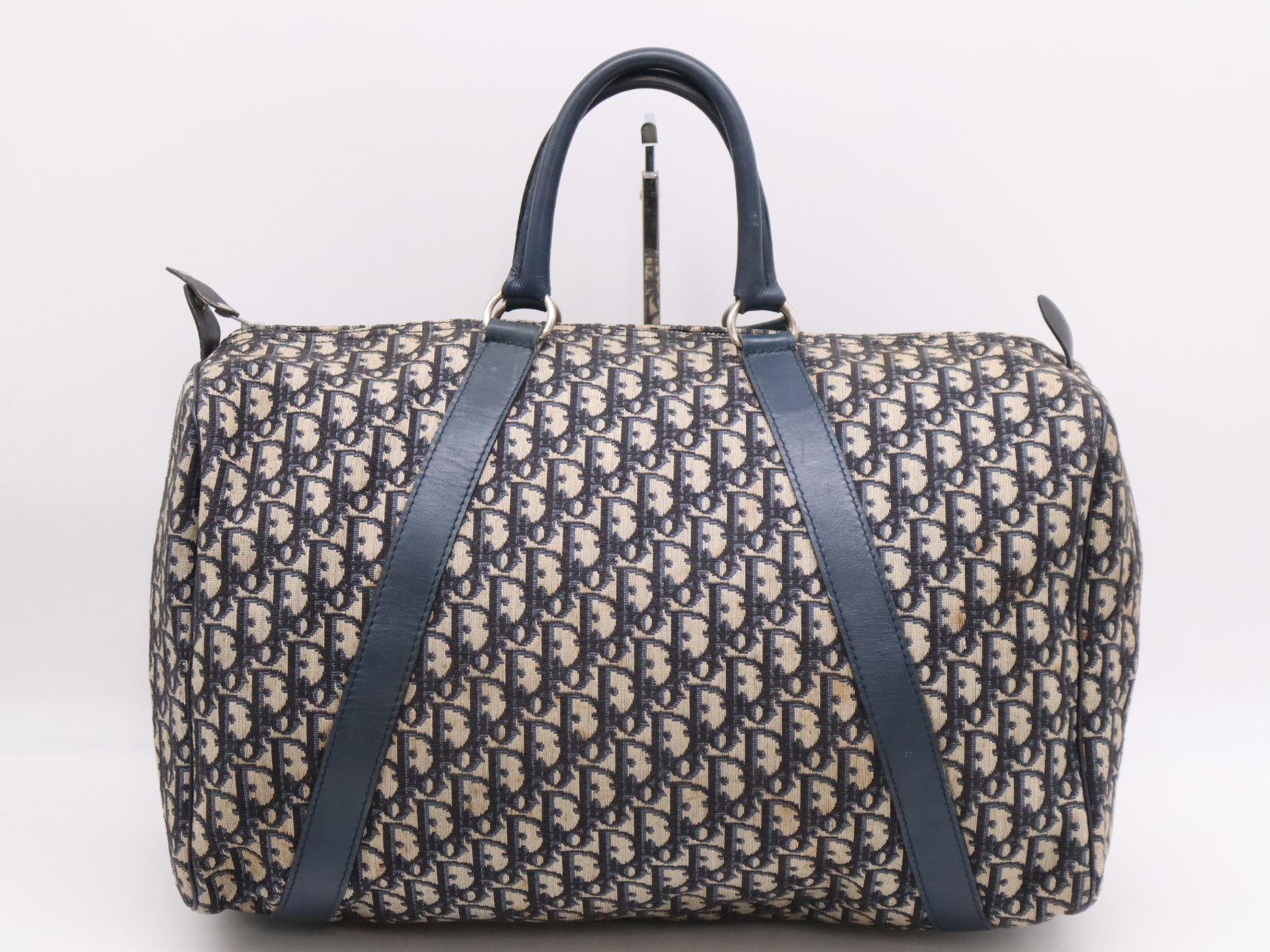 Dior Canvas Trotter Boston Bag Blue Beige Boston Bag