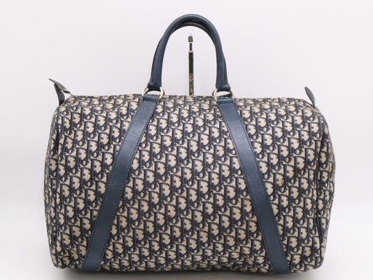Dior Canvas Trotter Boston Bag Blue Beige Boston Bag