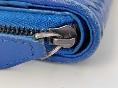 BOTTEGA VENETA Bottega Intrecciato Round Blue Wallet