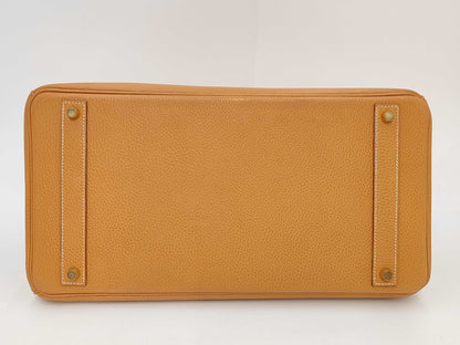 HERMES Birkin 40 Natural Ardennes Handbag with Gold Hardware