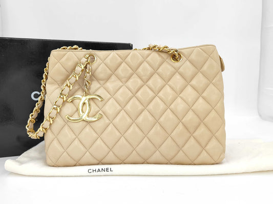CHANEL Matelasse Chain Tote Bag, Beige, #1 Tote Bag