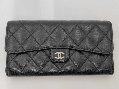 CHANEL Caviar Leather Matelasse Long Wallet, 25 Series