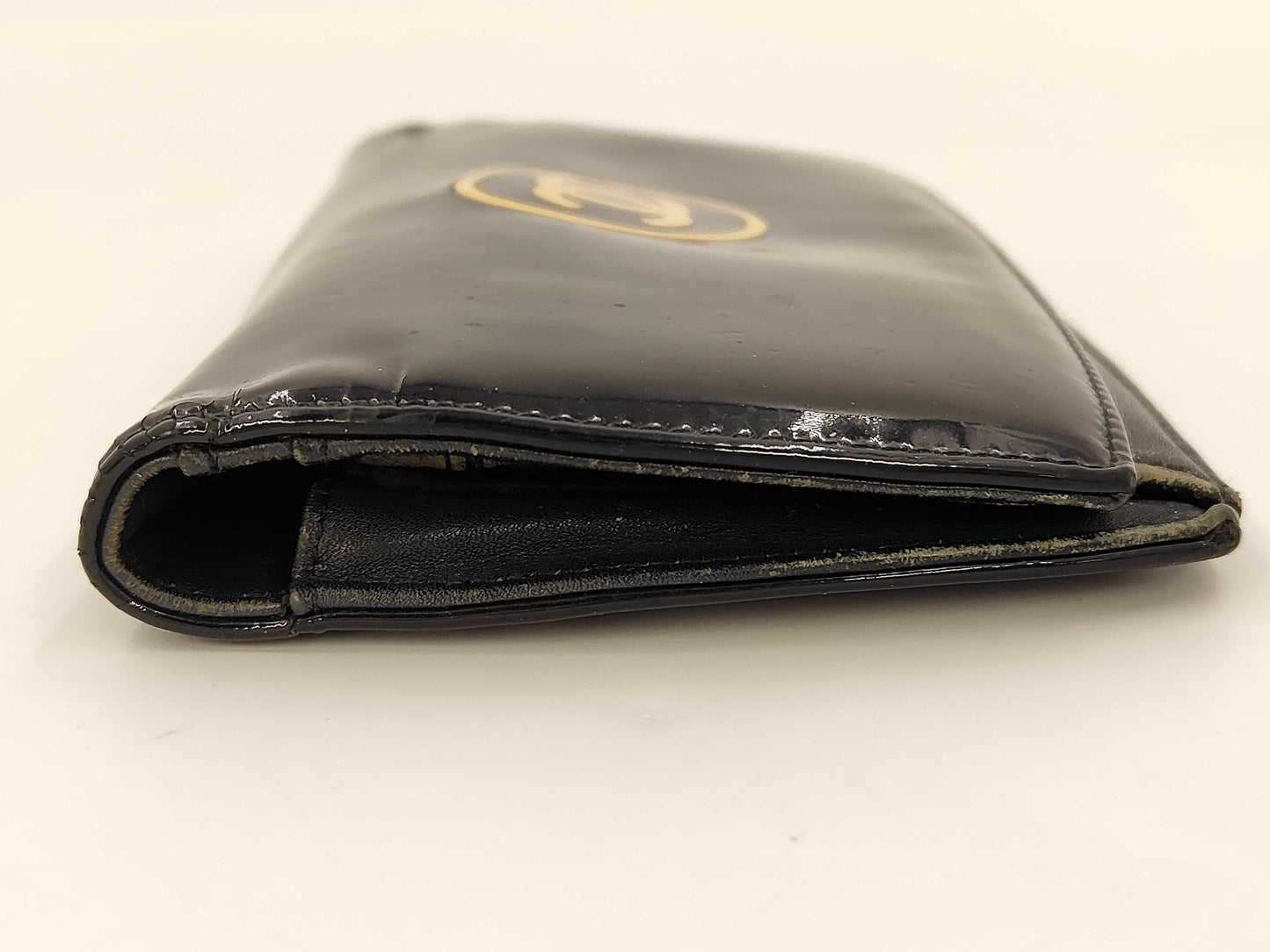 CHANEL Patent Folding Wallet, Black, 14th Series