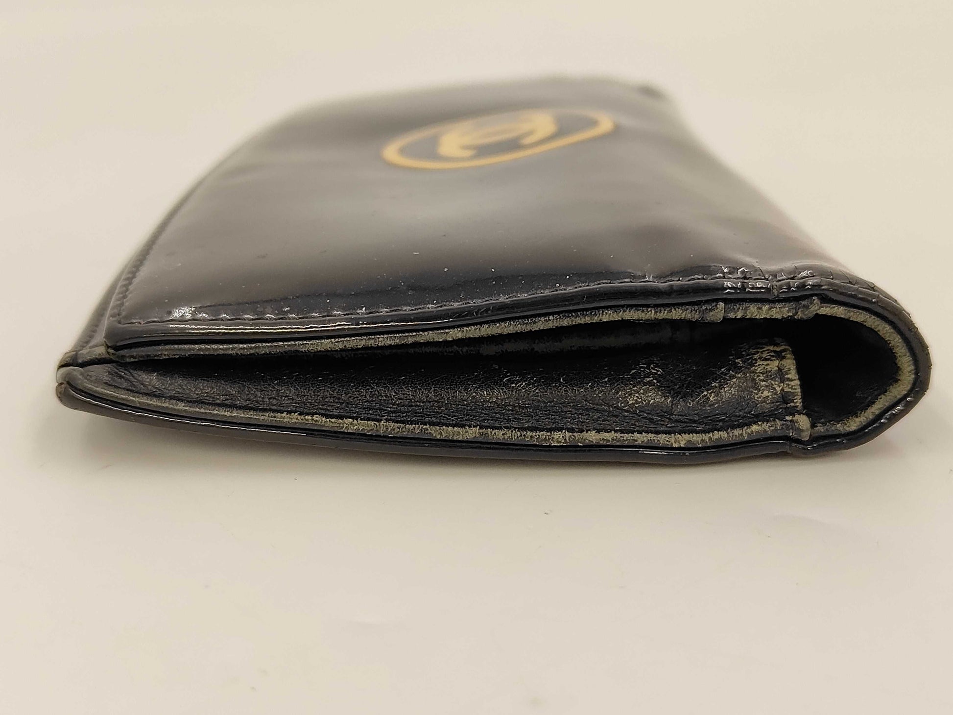 CHANEL Patent Folding Wallet, Black, 14th Series