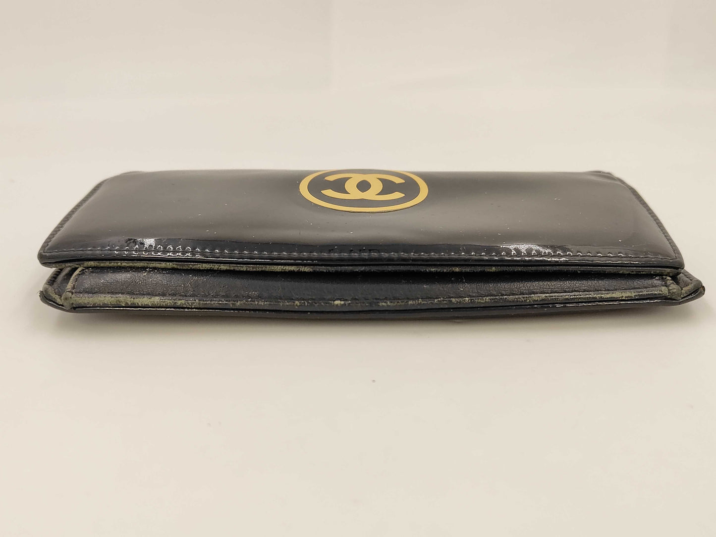 CHANEL Patent Folding Wallet, Black, 14th Series
