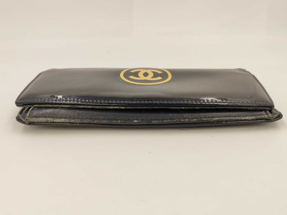 CHANEL Patent Folding Wallet, Black, 14th Series