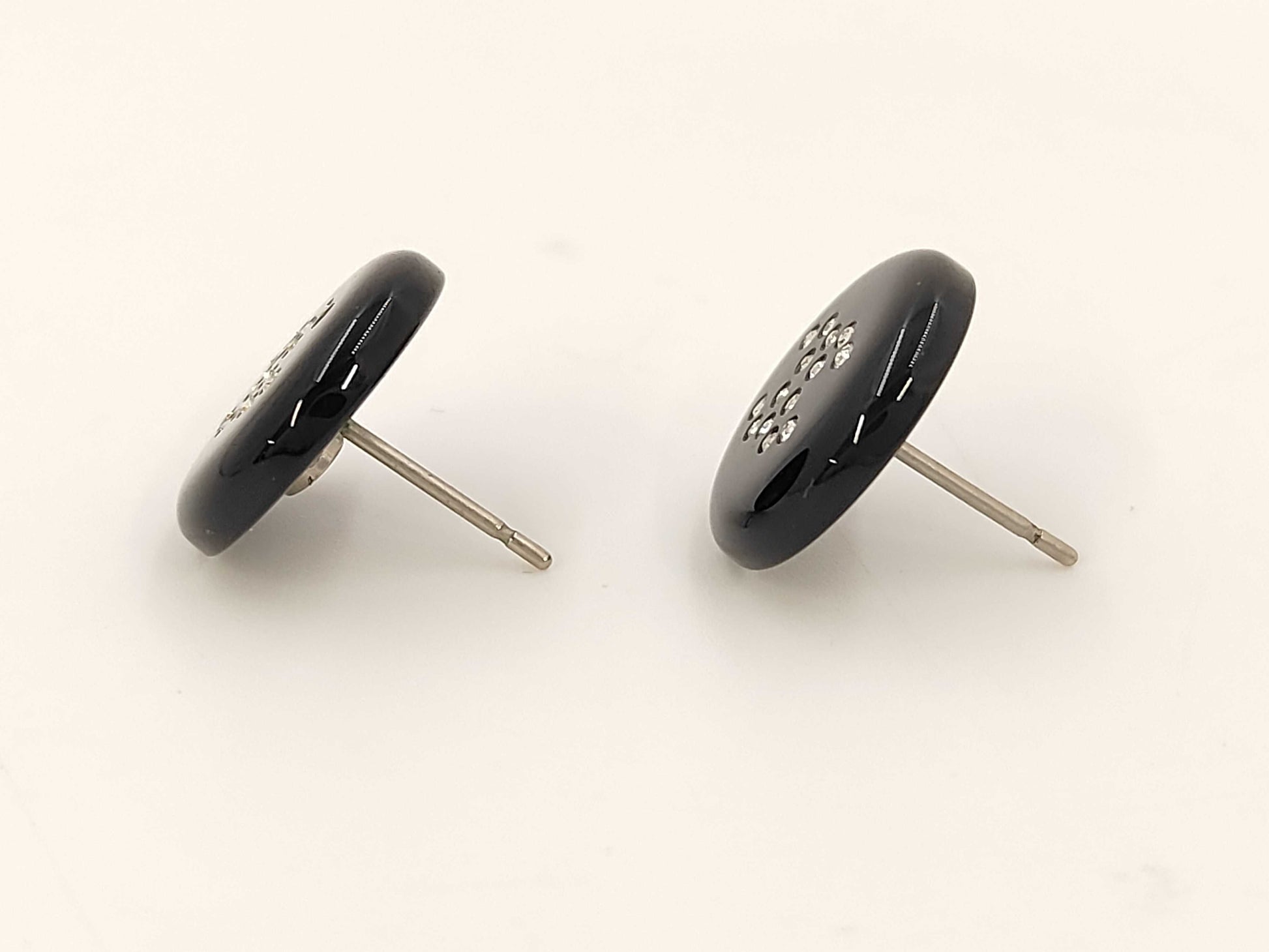 CHANEL Black Coco Mark Earrings