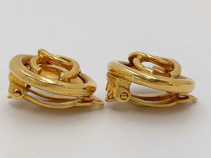 CHANEL Chanel Logo Gold Earrings