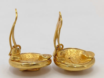 CHANEL Chanel Logo Gold Earrings