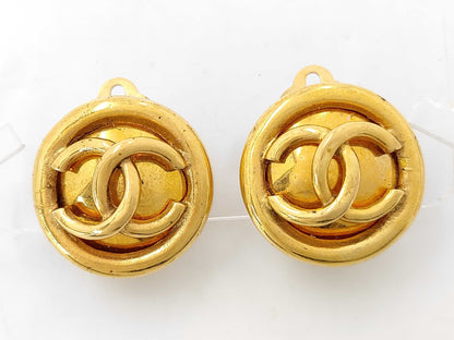 CHANEL Chanel Logo Gold Earrings