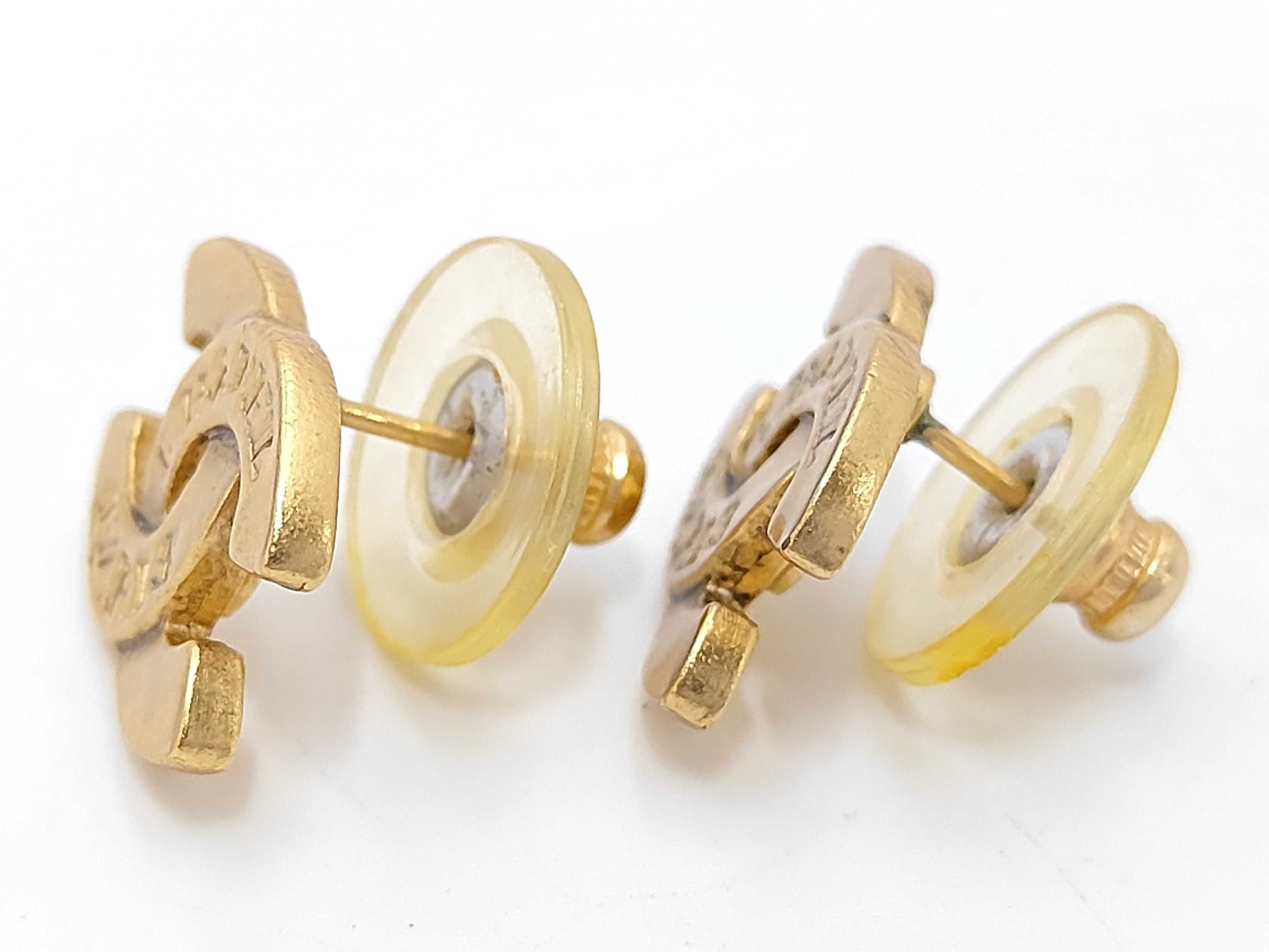 CHANEL Chanel Logo Gold Earrings