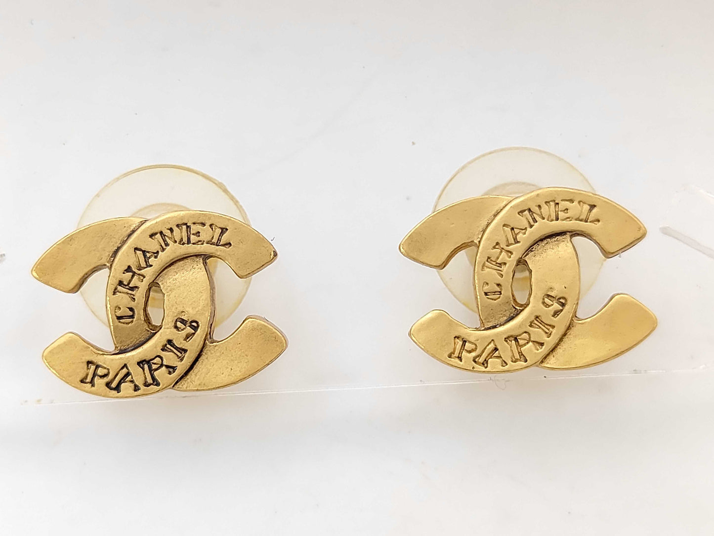 CHANEL Chanel Logo Gold Earrings