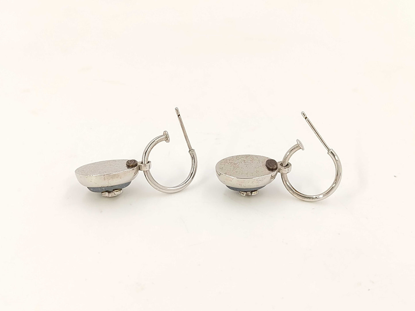 CHANEL Coco Mark Pearl Swing Silver Earrings