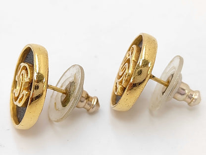 CHANEL Logo Black Earrings