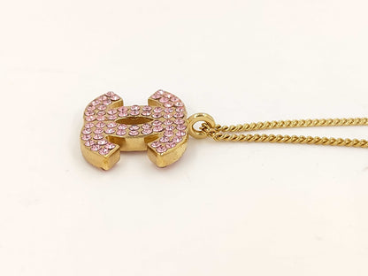 CHANEL Rhinestone Pink Necklace