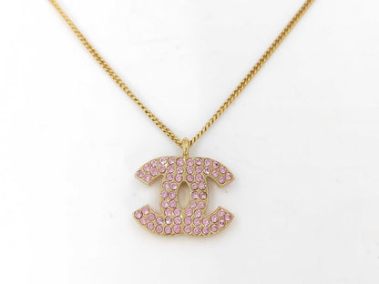CHANEL Rhinestone Pink Necklace