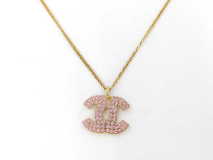 CHANEL Rhinestone Pink Necklace
