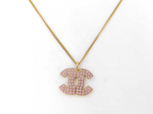 CHANEL Rhinestone Pink Necklace