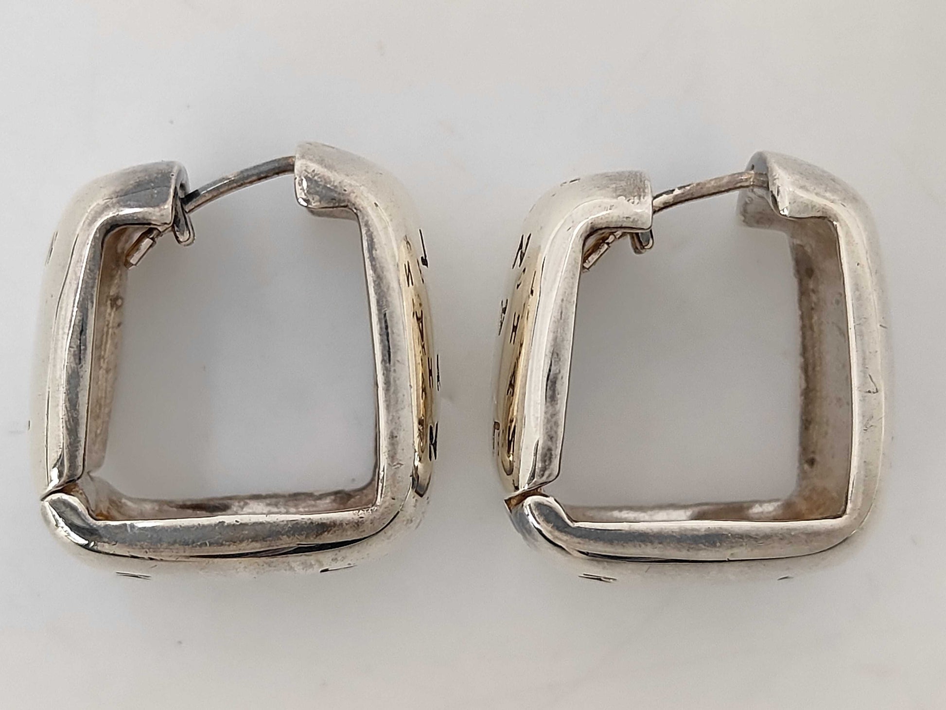 CHANEL Square Silver Earrings