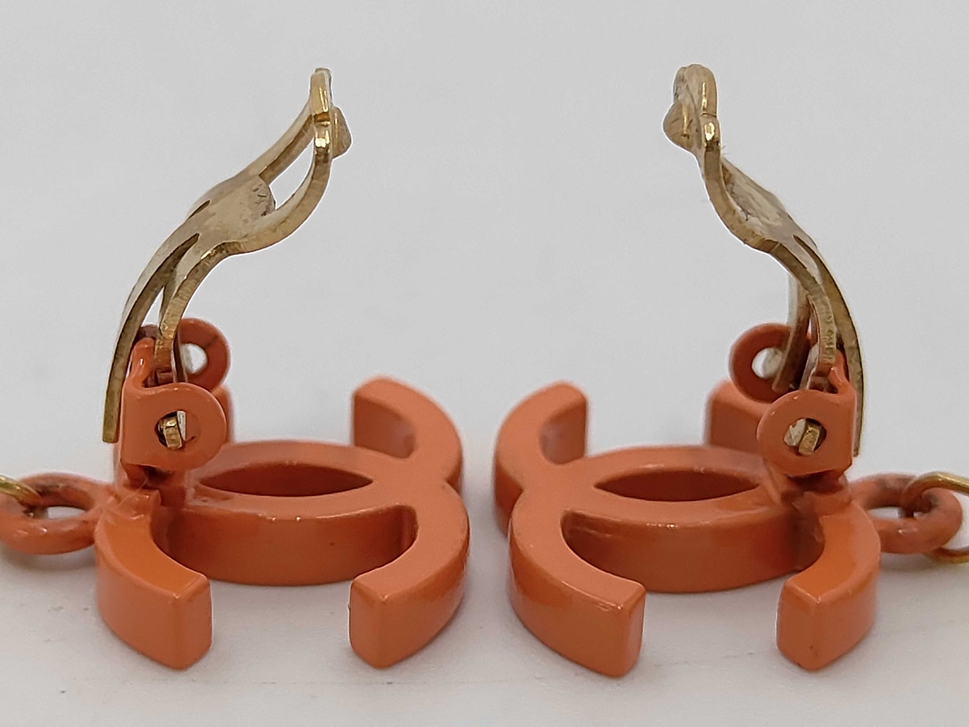 CHANEL Coco Mark Orange Earrings