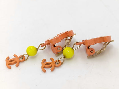 CHANEL Coco Mark Orange Earrings