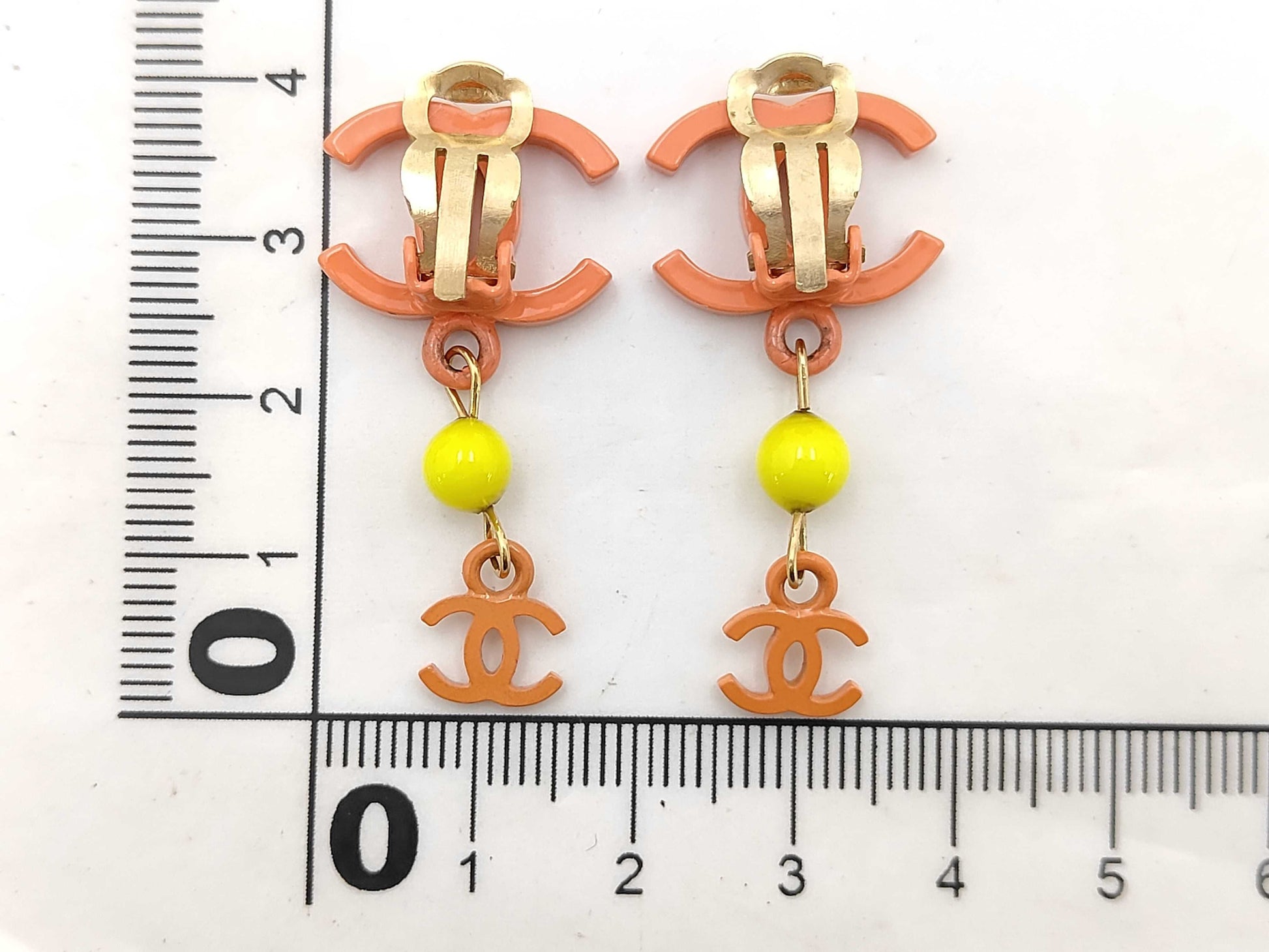 CHANEL Coco Mark Orange Earrings