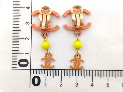 CHANEL Coco Mark Orange Earrings