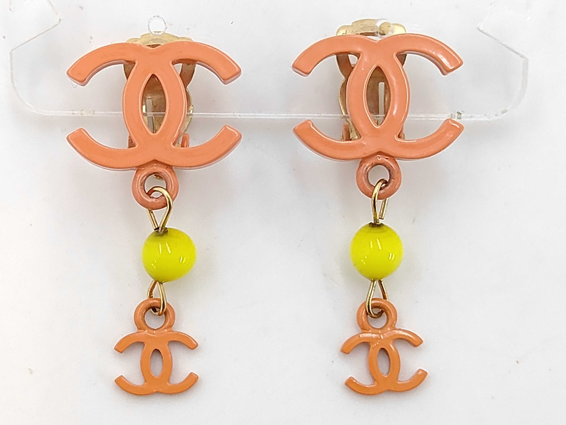 CHANEL Coco Mark Orange Earrings