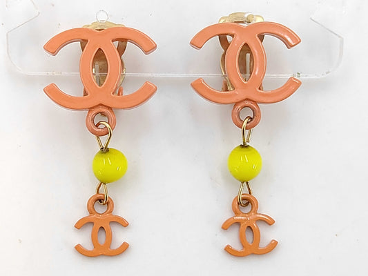 CHANEL Coco Mark Orange Earrings