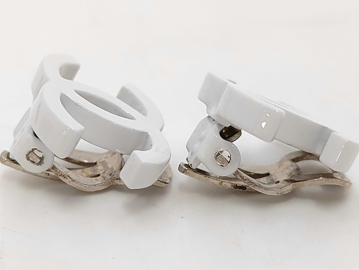 CHANEL Coco Mark White Earrings