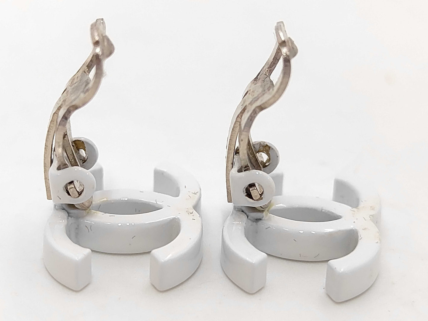 CHANEL Coco Mark White Earrings