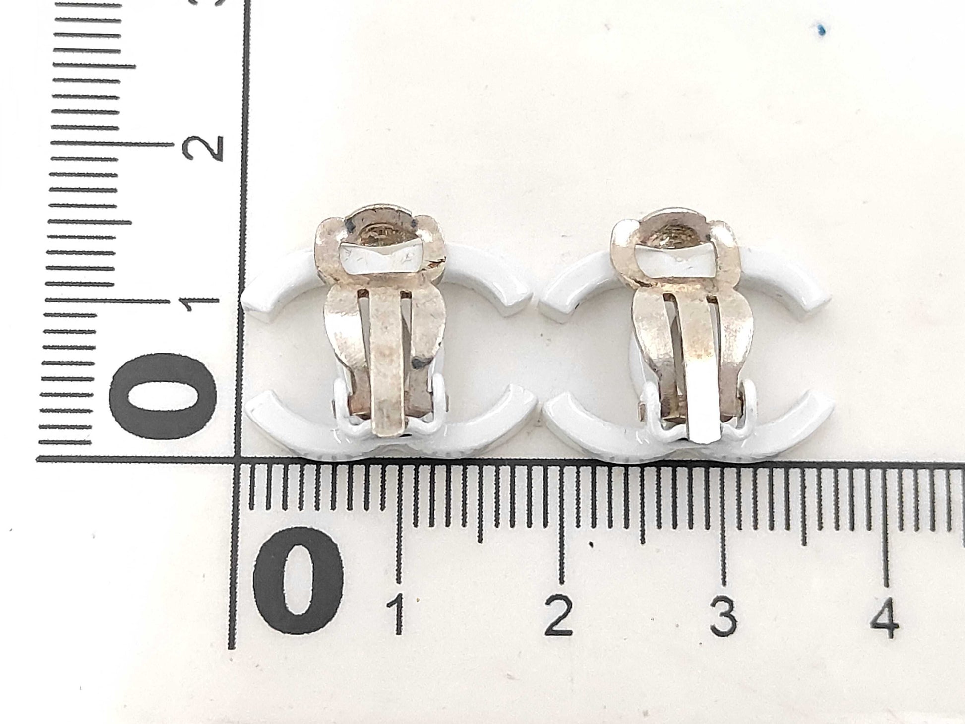 CHANEL Coco Mark White Earrings