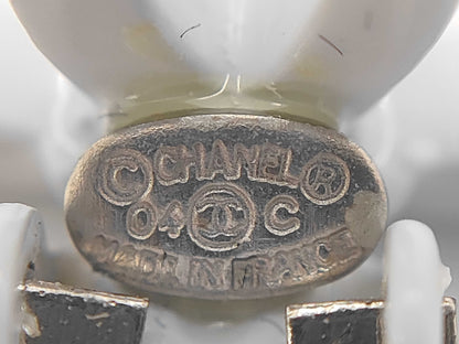 CHANEL Coco Mark White Earrings